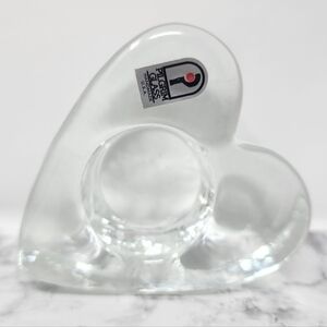 Pilgrim Clear Glass Heart Shaped Tea Light Candle Holder
